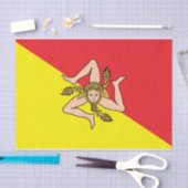 イタリア，シチリア州旗を持つ愛国的なティッシュペーパー 薄葉紙 (クラフト)