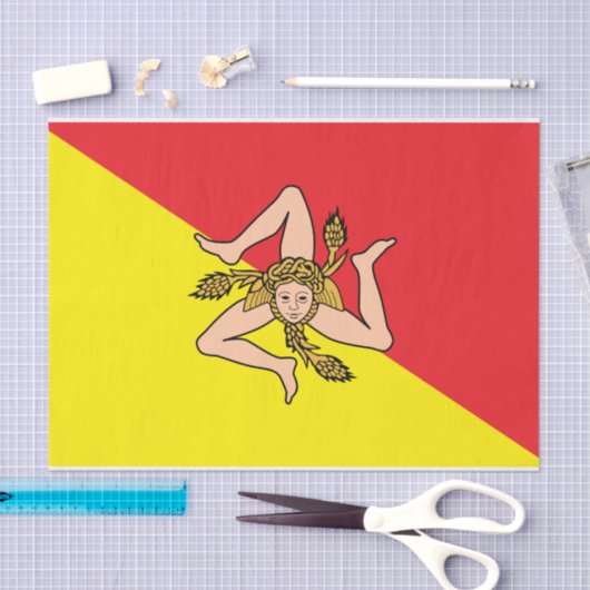 イタリア，シチリア州旗を持つ愛国的なティッシュペーパー 薄葉紙 (クラフト)