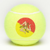 イタリア，シチリア州旗を持つ愛国的なテニスボール テニスボール (裏面)