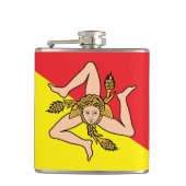 イタリア，シチリア州旗を持つ愛国的なフラスコ フラスク (正面)