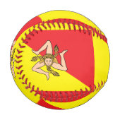 イタリア，シチリア州旗を持つ愛国野球 野球ボール (正面左)