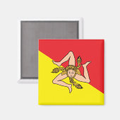 イタリア，シチリア州旗を持つ磁石 マグネット (正面/裏面)