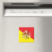 イタリア，シチリア州旗を持つ磁石 マグネット (インサイチュ (食洗機))