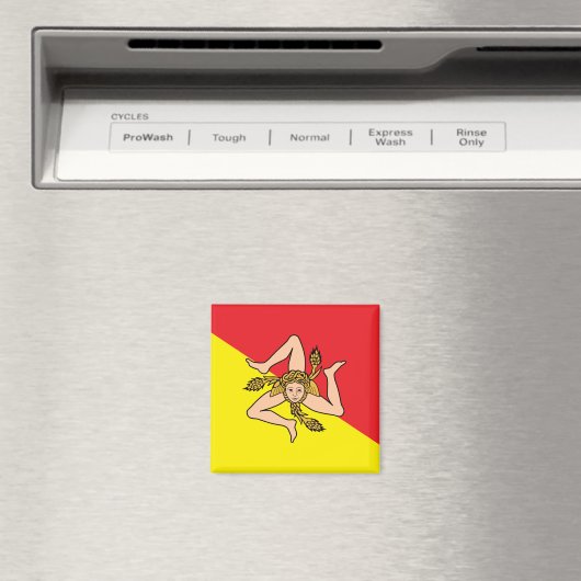 イタリア，シチリア州旗を持つ磁石 マグネット (インサイチュ (食洗機))