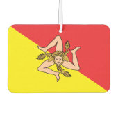 イタリア,シチリア州旗を持つ車の空気フレッシュ カーエアーフレッシュナー (正面)