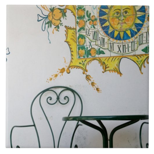 イタリア、シチリア、タオルミナ：Bam、バーカフェ詳細 タイル (正面)