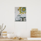 イタリア，シチリア，タオルミーナ：バム，バーカフェ詳細 ポスター (キッチン)