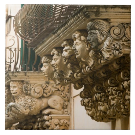 イタリア、シチリア、能登:バロ素晴らしック·タウン タイル (正面)