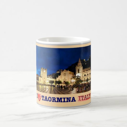 イタリア – シチリア – Taormina – 大好き – コーヒーマグカップ (中央)