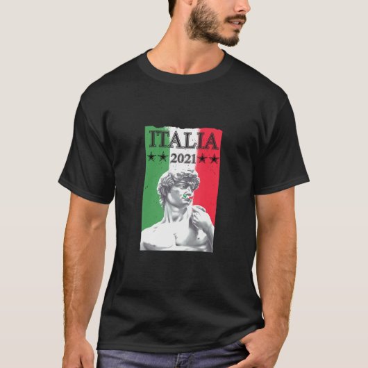 イタリア・ジャージー州旗デビッド像サッカーの足取り Tシャツ (正面)