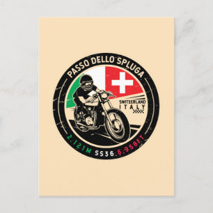 イタリア スイス スプルガ峠 オートバイ ポストカード