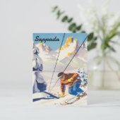 イタリア,スキー場の男,サパダ ポストカード (スタンド正面)