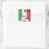 イタリア・スクーター・ヴィンテージ旅行ポスター スクエアシール (バッグ)