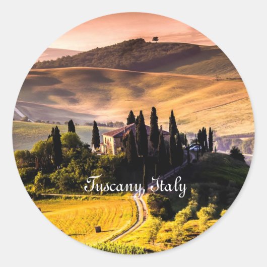 イタリア トスカーナの風景写真 ラウンドシール (正面)