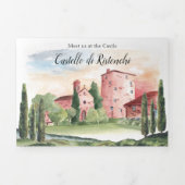 イタリア トスカーナ | イラスト付きの結婚式 三つ折り招待状 (カバー)