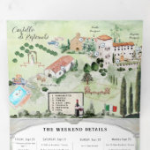 イタリア トスカーナ | イラスト付きの結婚式 三つ折り招待状 (内部最初)