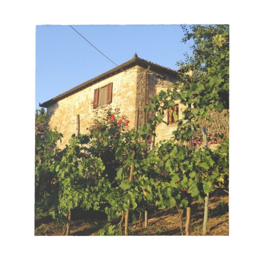 イタリア、トスカーナ、グレブ。晩夏のワインシーン ノートパッド (正面)