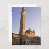 イタリア，トスカーナ，シエナ。トーレデルマンジアオン ポストカード (正面/裏面)