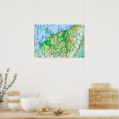 イタリア – トスカーナ – トスカーナの地図 –  ポスター (キッチン)