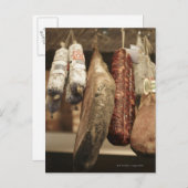 イタリア，トスカーナ，ピエンツァ，地元のハムの選択と ポストカード (正面/裏面)