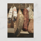 イタリア,トスカーナ,ピエンツァ,地元のハムの選択と ポストカード (正面)