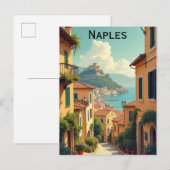 イタリア ナポリ ビンテージ 旅行 イラスト ポストカード (正面/裏面)