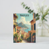 イタリア ナポリ ビンテージ 旅行 イラスト ポストカード (スタンド正面)