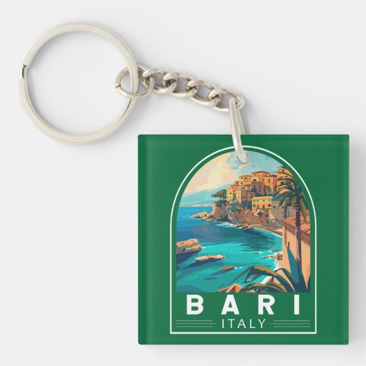 イタリア バーリ 旅行 アート ヴィンテージ キーホルダー (正面)