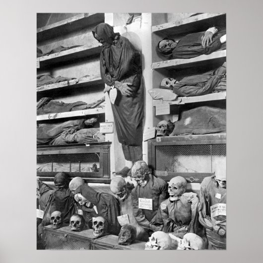 イタリア，パレルモのカタコンベのミイラ ポスター (正面)