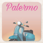 イタリア パレルモ スクーター ポスター スクエアペーパーコースター (正面)