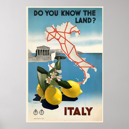 イタリア ビンテージ トラベル ポスター 印刷 - 額付き額なし (正面)