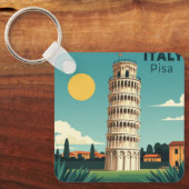 イタリア ピサの懐かしいクラシックな旅行ポスター キーホルダー (正面)