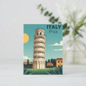 イタリア ピサの懐かしいクラシックな旅行ポスター ポストカード (スタンド正面)
