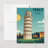 イタリア ピサの懐かしいクラシックな旅行ポスター ポストカード (正面/裏面)