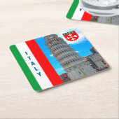 イタリア – ピサの斜塔 スクエアペーパーコースター (アングル)