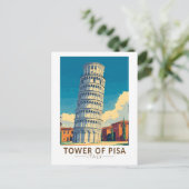 イタリア ピサの斜塔 旅行 アート ヴィンテージ ポストカード (スタンド正面)