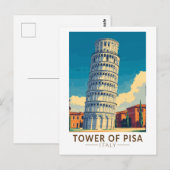 イタリア ピサの斜塔 旅行 アート ヴィンテージ ポストカード (正面/裏面)