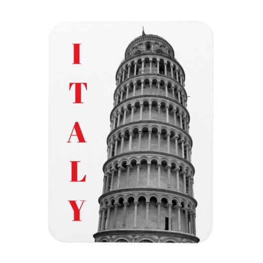 イタリア ピサの斜塔 白黒 マグネット (縦)