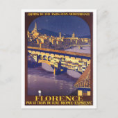 イタリア・フィレンツェのヴィンテージ旅行ポスター ポストカード (正面)