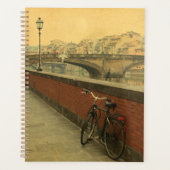 イタリア、フィレンツェの古い橋。ヴィンテージ写真 プランナー手帳 (正面)