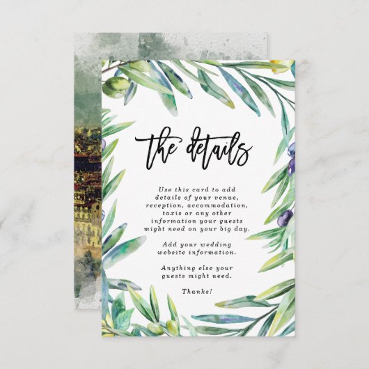 イタリア·フィレンツェは結婚、詳細情報を エンクロージャーカード (正面/裏面)