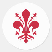 イタリア，フィレンツェ国旗のステッカー ラウンドシール (正面)