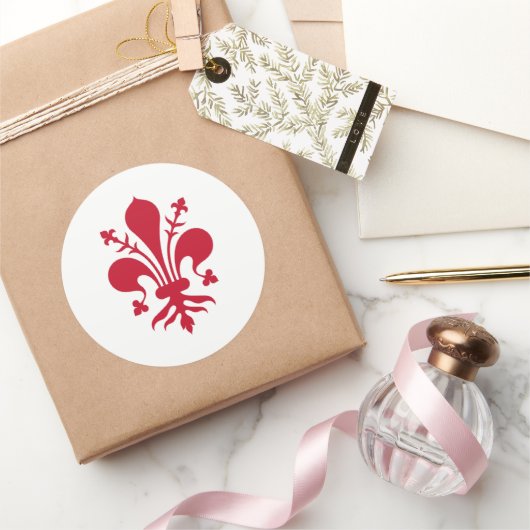 イタリア，フィレンツェ国旗のステッカー ラウンドシール (ギフト)