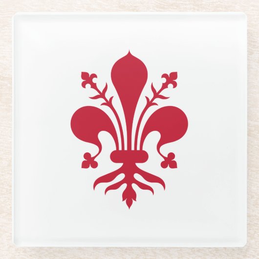 イタリア,フィレンツェ国旗を持つガラスコスター ガラスコースター (正面)