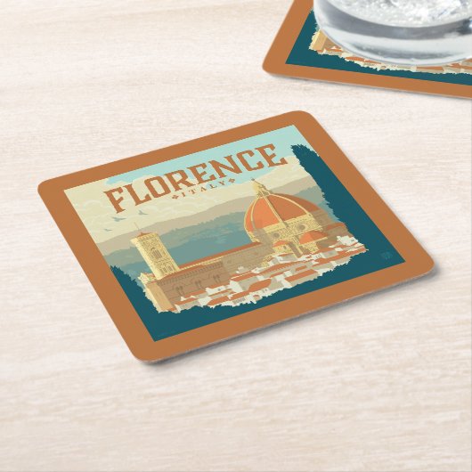 イタリア，フィレンツェ スクエアペーパーコースター (アングル)