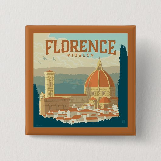 イタリア，フィレンツェ 缶バッジ (正面)