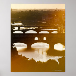 イタリア、フィレンツェ、Ponte VecchioおよびRiver Arnoの ポスター