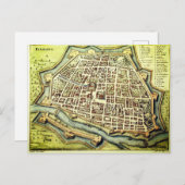 イタリア,フェラーラのヴィンテージ地図 ポストカード (正面/裏面)