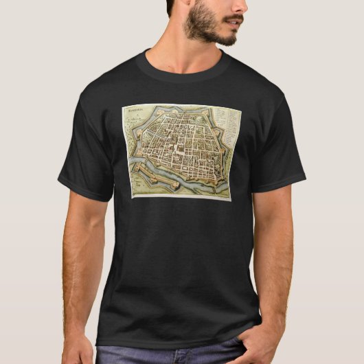 イタリア，フェラーラのヴィンテージ地図 Tシャツ (正面)