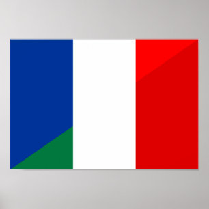 イタリア・フランス国旗の国半記号 ポスター